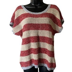 Eddie Bauer Knit Summer Linen Short Sleeve Sweater Size Large